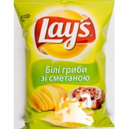 Чипсы Lay`s картофельные вкус белых грибов со сметаной 133г - Фото