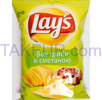 Чипсы Lay`s картофельные вкус белых грибов со сметаной 133г - Фото