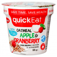 Каша Жменька Quick Eat овсяная с яблоком и клюквой 55г - Фото