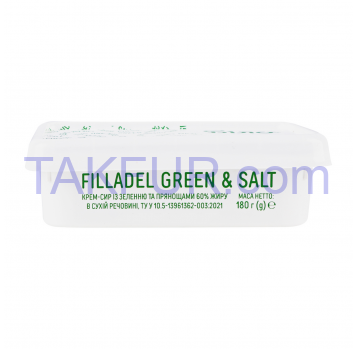 Крем-сыр Біло Filladel Green&Salt 60% 180г - Фото