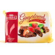 Пряники Lambertz имбирные с нач/Клубника покр/шоколадом 200г - Фото