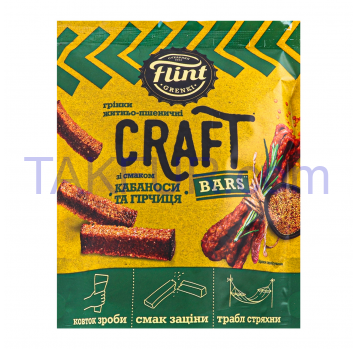 Гренки Flint Craft Bars Кабаносы/горчица ржано-пшеничные 90г - Фото