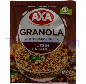 Завтраки сухие Axa Гранола с орехами в карамели 40г - Фото