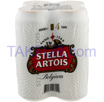 Пиво Stella Artois светлое 4,8% 4шт*0,5л - Фото