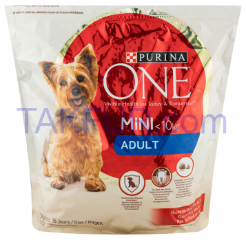 Корм для собак Purina One Mini Adult говядин/рис сухой 1,5кг - Фото