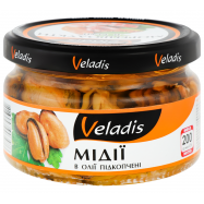 Мидии Veladis в масле подкопченные 190г - Фото
