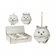 Прикраса новорічна ялинкова у формі сови 85X60X85 мм - Фото