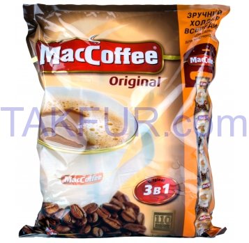 Напиток MacCoffee Original 3в1 кофейн раств 20г*50шт 1000г - Фото