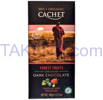 Шоколад Cachet Organic с лесными ягодами черный 100г - Фото
