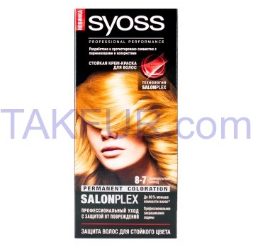 Крем-краска для волос Syoss Salonplex 8-7 Карамел блонд 1шт - Фото