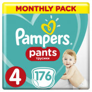 Подгузники-трусики Pampers Pants 4 для детей 9-15кг 176шт - Фото