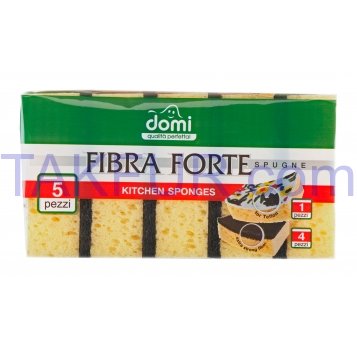 Губки Domi Fibra Forte кухонные 5шт - Фото