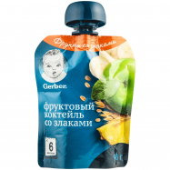 Пюре Gerber Фруктовый коктейль со злаками 90г - Фото