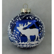 Шар стеклянный разноцветный с декором в ассортименте 85 мм - Фото