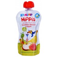 Пюре HiPP Hippis Яблоко-клубника-банан от 4 месяцев 100г - Фото