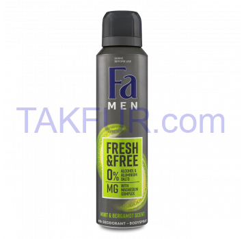 Дезодорант & Спрей Fa Men Fresh&Free Ментол-бергамот 150мл - Фото