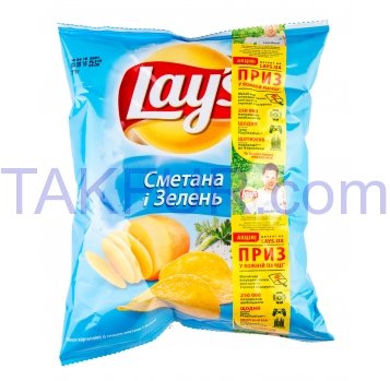 Чипсы Lay`s картофельные со вкусом сметаны и зелени 71г - Фото