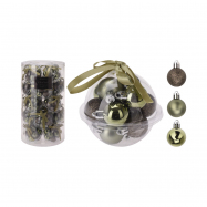 Прикраси новорічні ялинкові 12 штук зелений колір 3см - Фото