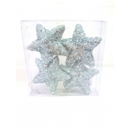 TH ПІДВІСКА ЗІРКА 12СМ 4ШТ : СРІБ-СИН. - Фото