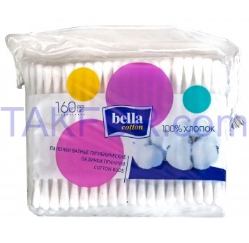 Палочки ватные Bella Cotton гигиенические 160шт - Фото