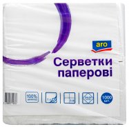 Салфетки бумажные Aro однослойные белые 24*24см 1000шт - Фото