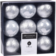 НАБІР ПРИКРАС  9 ШТ 6 СМ СРІБ - Фото