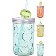 Банка для холодних напоїв з трубочкою 500 мл - Фото
