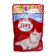 Корм для котів Мяу з рибою в ніжному соусі 100г - Фото