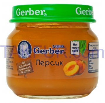 Пюре Gerber Персик фруктовое для детей с 6 месяцев 80г - Фото