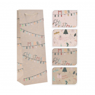 Пакет подарунковий новорічний для пляшки 125X90X350 мм - Фото