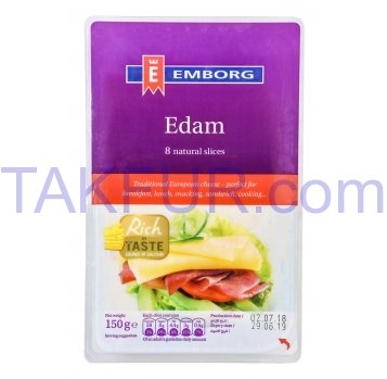 Сыр Emborg Edam нарезанный твердый 40% 150г - Фото