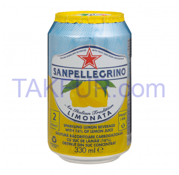 Напиток безалкогольный Sanpellegrino Limonata 330мл - Фото