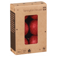 Набір Куль Tarrington House глітер червоні 60мм 6шт - Фото