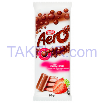Шоколад Aero Nestle молочный и белый вкус клубники 90г - Фото