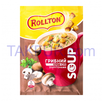 Крем-суп Rollton грибной быс приготовления с крутонами 15.5г - Фото