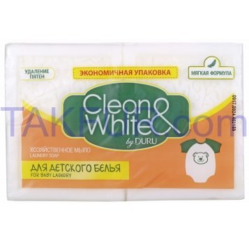 Мыло хозяйственное Duru Clean&White 125г*4шт500г - Фото