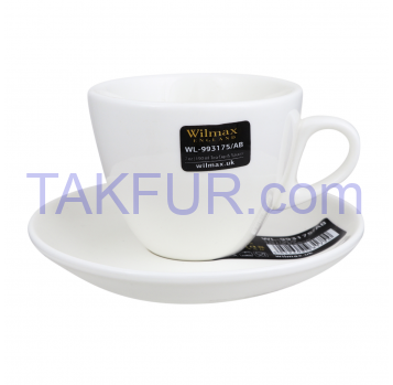 Чашка Wilmax чайная с блюдцем 190мл 1шт - Фото