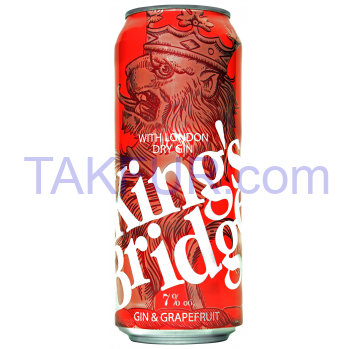 Напиток King`s Bridge Джин с грейпфрутовым соком 7% 0,5л ж/б - Фото