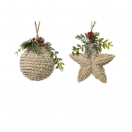 Підвіска Солома Xmas в асортименті 17см - Фото