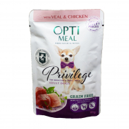Корм для собак OptiMeal Телятина с куриным филе в соусе 85г - Фото