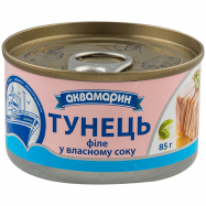 Тунец Аквамарин филе в собственном соку 85г - Фото