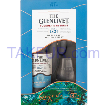 Набор виски Glenlivet Founder`s Reserve 40% 0.7л+2 стак 1шт - Фото
