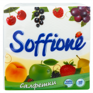 Салфетки Soffione бумажные однослойные 33х33см 100шт - Фото