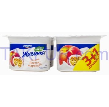 Йогурт Живинка персик-маракуйя 1,5% 115г*4шт 460г - Фото