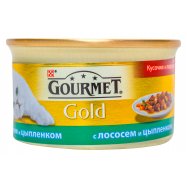 Корм для кошек Purina Gourmet Gold с лососем и цыпленком 85г - Фото