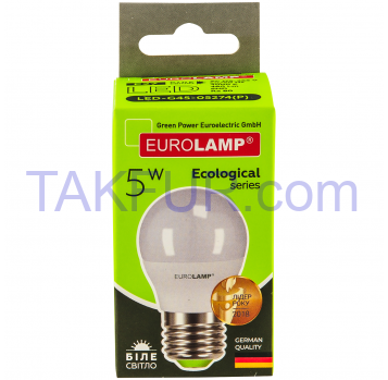 Лампа світлодіодна Eurolamp з цоколем Е27 пот 5W 4000К 1шт - Фото