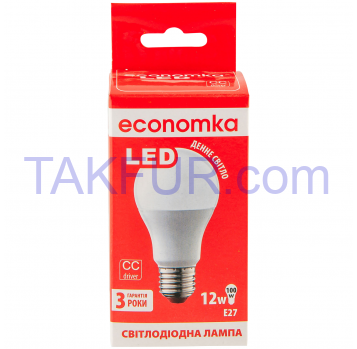 Лампа светодиодная Economka LED A60 12W E27 4200K 1шт - Фото