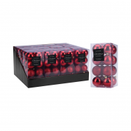 Прикраси новорічні ялинкові 16 штук червоний колір 5 см - Фото