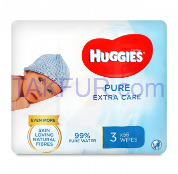 Салфетки влажные Huggies Pure Extra Care детские 3уп*56шт - Фото