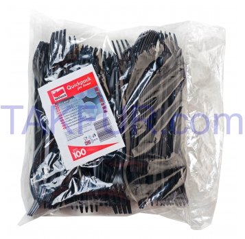 Вилки Quickpack for home пластиковые черные 100шт - Фото